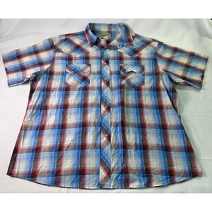 Wrangler‎ Western Fashion Pearl Snap Mens 2XL Plaid Short Sleeve Shirt